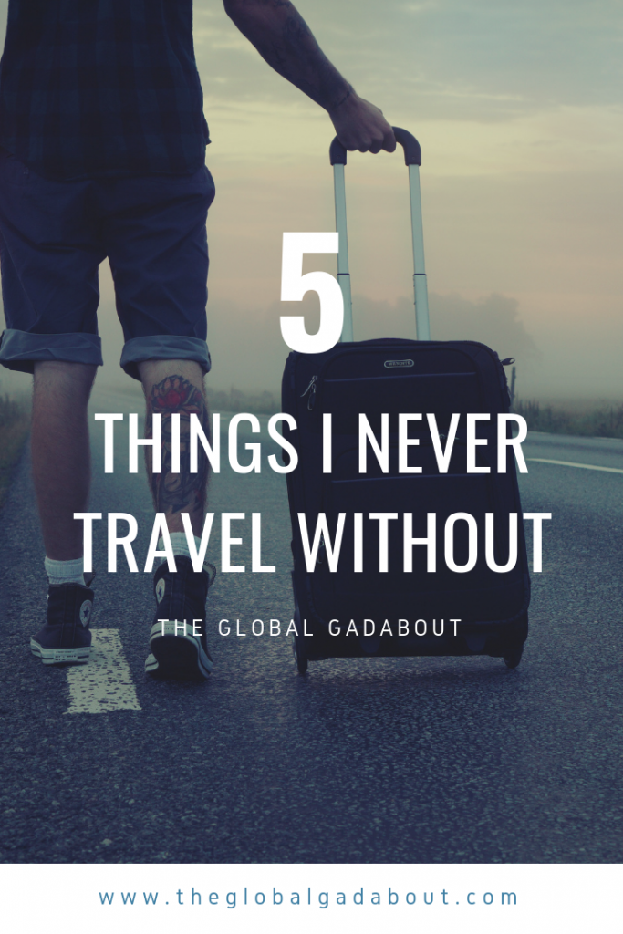 No matter where I'm traveling, there are 5 things that are always in my bag and always come in very handy! Click through to learn which 5 things I never travel without! #theglobalgadabout #travel #traveltips #packingtips #packingessentials