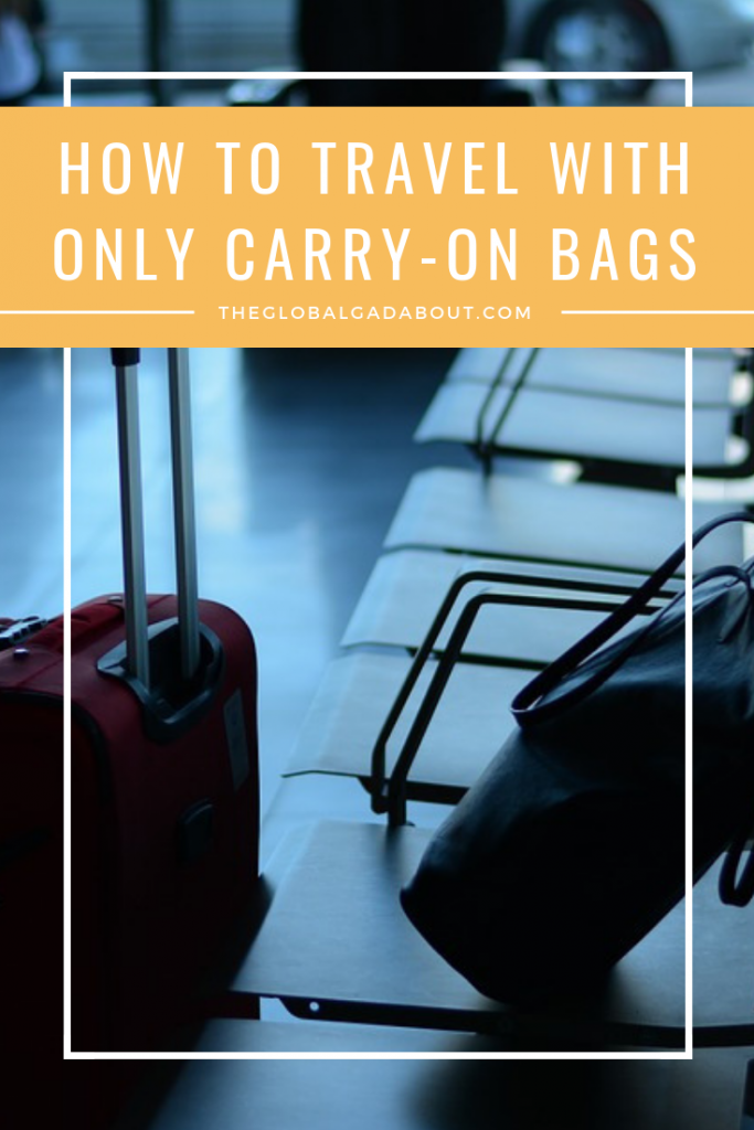 5 Ways to Avoid Paying Baggage Fees || Those pesky checked bag costs can add up quickly! Check out this post for 5 great tips for budget travelers hoping to keep their bag small & light enough to avoid having to pay extra to check it when they fly. #theglobalgadbout #budgettravel #travel #cheaptravel #luggagefee #baggagefee #airtravel #carryon #packingtips #packingtricks #carryonpacking