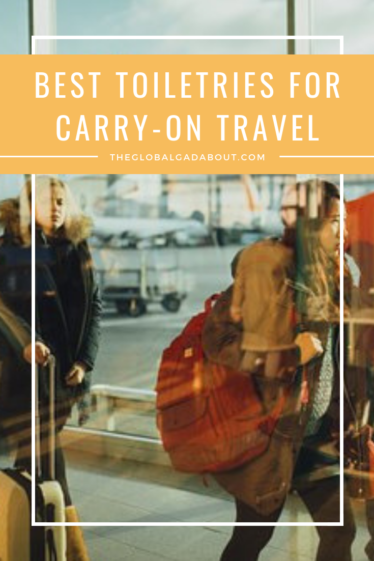 When packing carry-on only, you have to be careful about your liquid toiletries to pass the TSA's 3-1-1 rule. Click through to discover 5 products that are either solid, so don't count, or multi-functional/concentrated, so you can bring less! #theglobalgadabout #traveltoiletries #311rule #airtravel #carryontravel #traveltips
