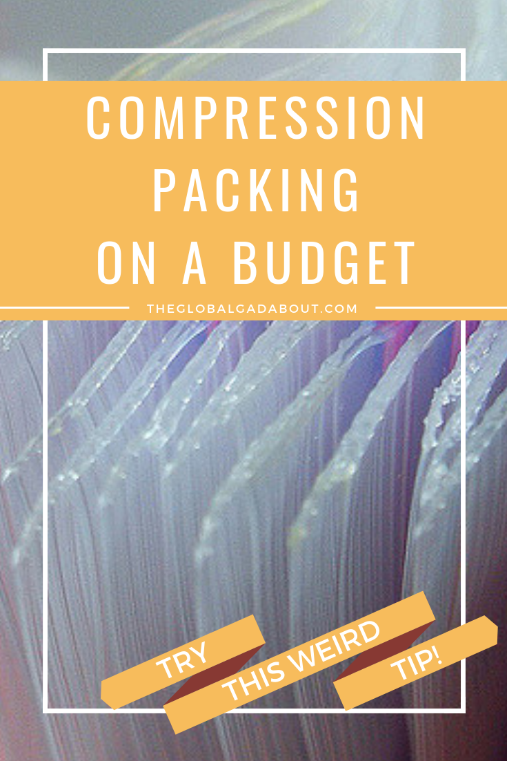 Packing in ziplock bags is a cheap and easy way to save space and stay organized. Click through to find out all about this cheap & easy packing tip! #theglobalgadabout #packingtips #compressionpacking #packinghacks 