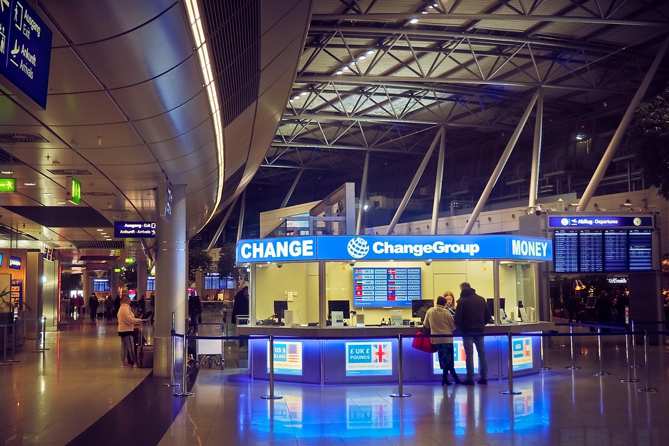 Money change booth in an airport.