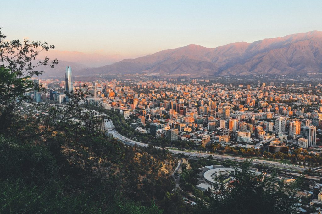 Chilean city with mountains in the background.